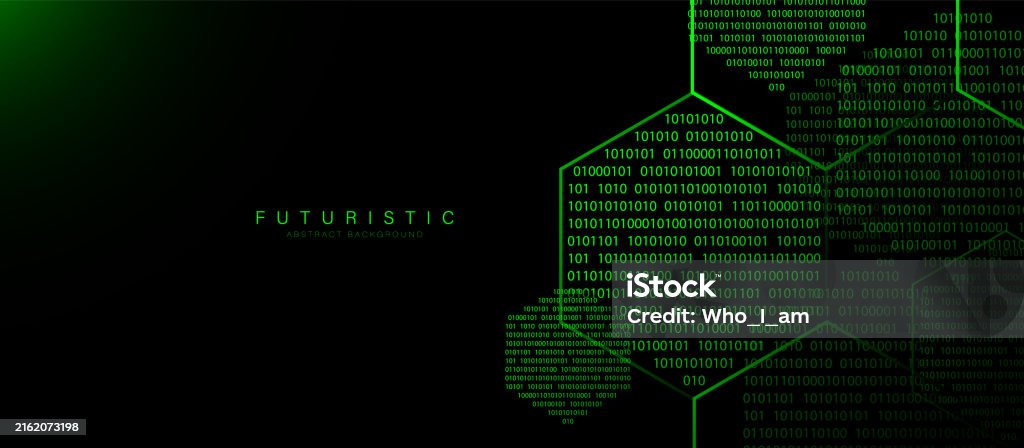 Abstract Green Binary Code In Hexagon Lines Futuristic Digital ...