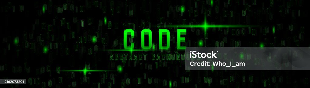 Abstract Green Binary Code In Dark Background Futuristic Digital ...