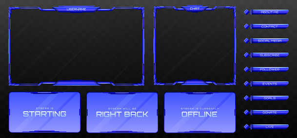 Stream Overlay Camera Box Stream Overlay Webcam Screen Frame And Stream Alert Gui Panels In Blue ...