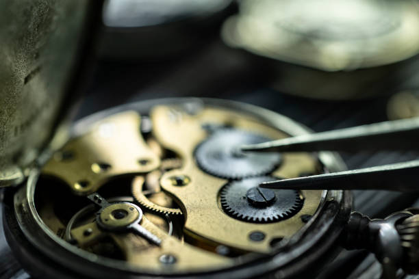 istock Watch repair. Watchmaker's workshop. Special tools for watch adjustment 2162077564