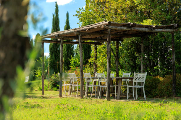 istock Tuscan style garden table pergola 2162078833