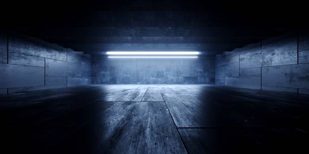 istock Modern Stage Empty Concrete Cement Grunge Warehouse Barn Tunnel Corridor Underground Cyber Hangar Showroom Background Spaceship 3D Rendering 2162080230