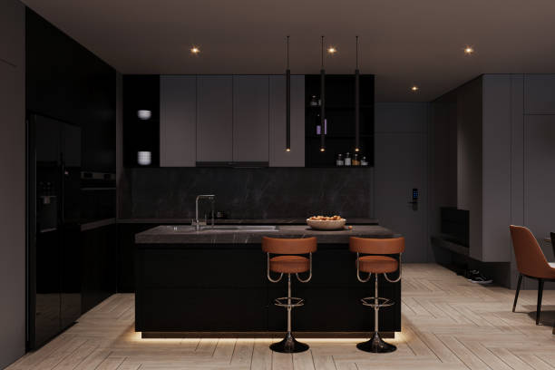 istock 3d render of a modern apartment interior of the kitchen area. 2162080249