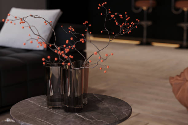istock 3D rendering of artificial plants into a pot on the coffee table. 2162080306