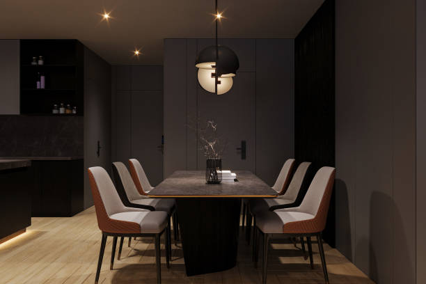 istock A luxurious and elegant home decor with chairs and, a table in the dining area. lighting 2162080332