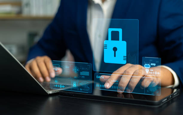 istock Global network security, Businesspeople safeguard personal data with encryption technology, Cybersecurity and data protection secure financial transactions online,Safeguarding data from cyber-attacks 2162081867