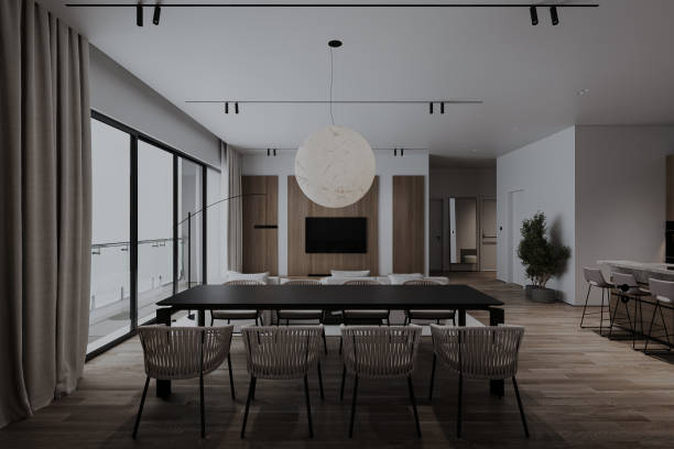 istock Contemporary Chic Nordic Clean Style Modern dining Room. 2162082943