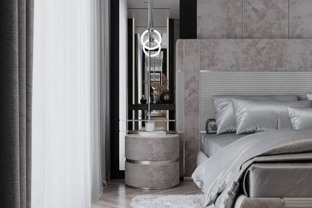 istock Black crude bedroom interior close up 2162083654