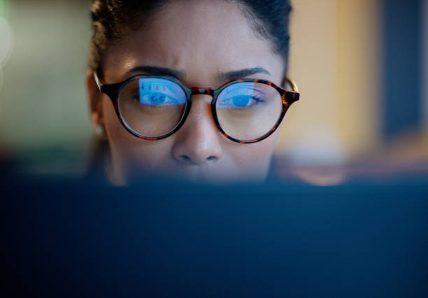 istock Face, woman and university student on computer with focus for research, study and information for assignment. Female person, education and college with revision for exams, test and assessment. 2162083744