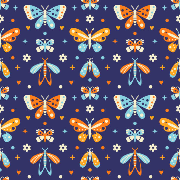 istock Seamless background with butterflies. Cheerful spring wallpaper. Bright flat style seamless print 2162083974