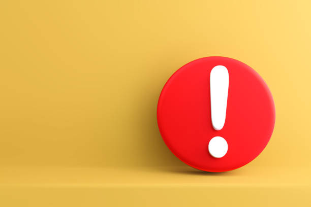 istock Exclamation mark on yellow background, attention warning sign 2162085937