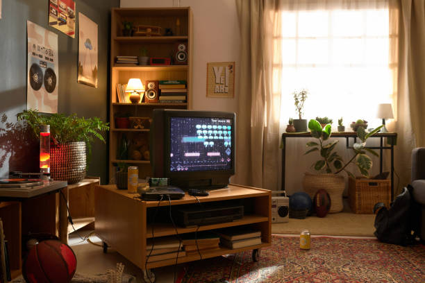 istock Retro Gaming Setup in Cozy Old-school Living Room 2162086523