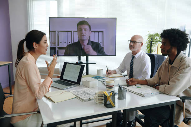 istock Online Meeting With Customer In Office 2162086609