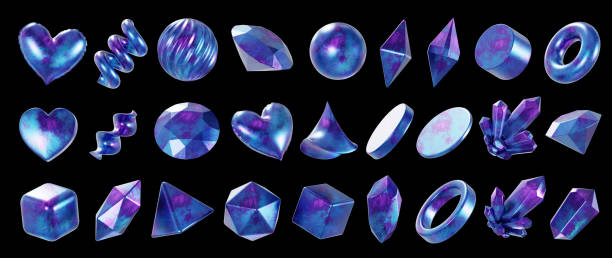 istock Heart and Gem decoration set pack isolated background 3d rendering 2162087757