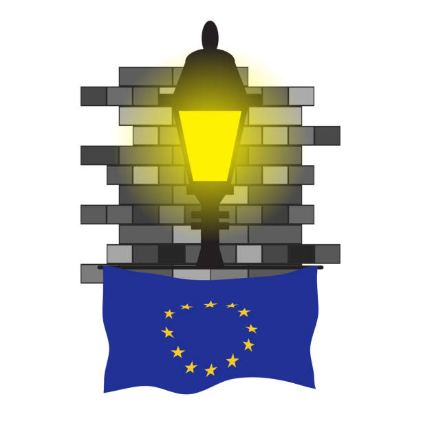 istock European Union Street Lamp Bricks Vector Illustration 2162089343