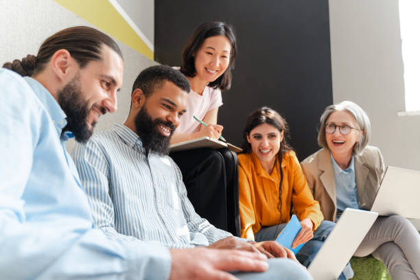istock Diverse multiethnic team of professionals collaborating on project in modern office 2162089712