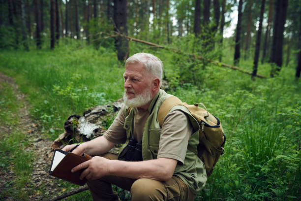 istock Pensive Naturalist With Notebook In Hands 2162093786