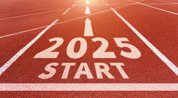 istock Running track with new year number 2025 2162094718