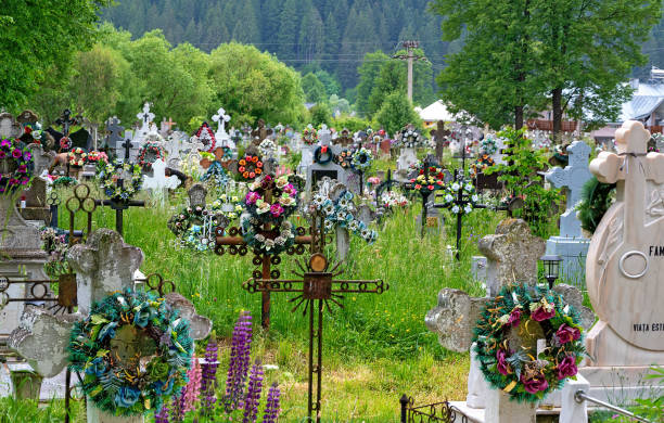 Wetzikon, Switzerland - May 14, 2022: Cemetery and the town of Wetzikon in Switzerland at golden hour