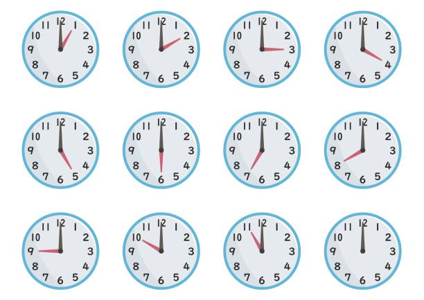 istock Set of round wall clock icons in flat style. Vector illustration. 2162107193