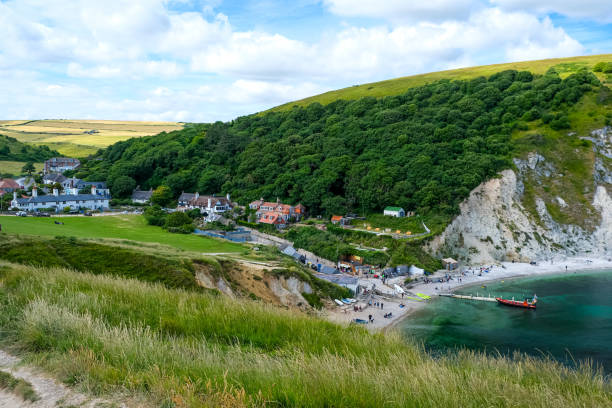 istock Lulworth Cove and beach view in Dorset, UK 2162108198