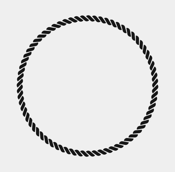 black and white rope icon circle sign pattern