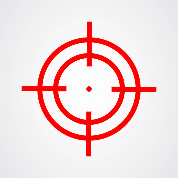 bildbanksillustrationer, clip art samt tecknat material och ikoner med target red icon - måltavla