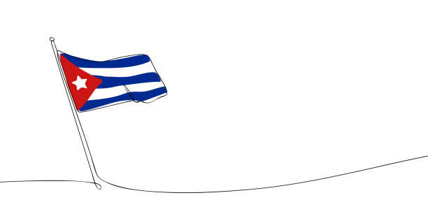 kuba eine linie - cuba flag stock-grafiken, -clipart, -cartoons und -symbole