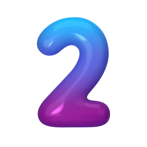 istock 3D number 2 with blue and violet gradient. Modern, vibrant, and abstract. Perfect for digital art, graphic design, and creative projects. Vector illustration 2162113322