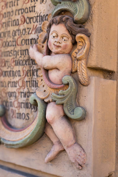 istock Medieval angel carved in sandstone 17th century Germany 2162113590