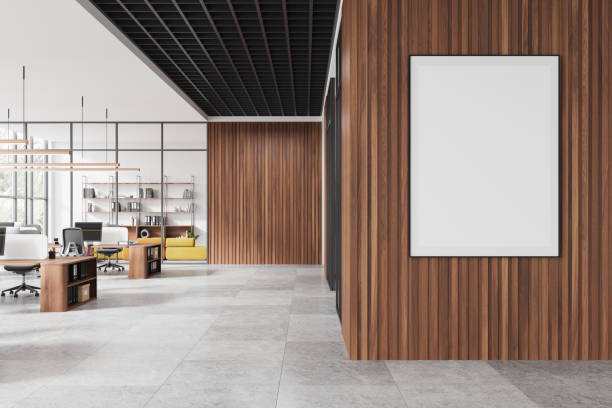 istock Modern office room interior with coworking and relaxing space, mock up frame 2162115590