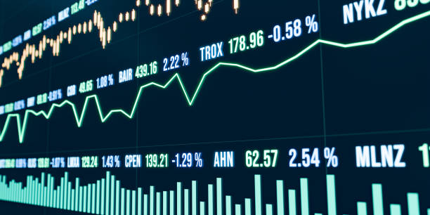 istock Stock market chart, ticker and bar graph. 2162119215