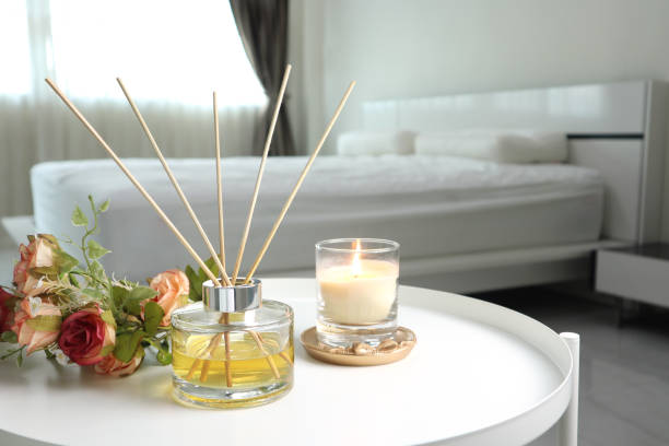 istock luxury aroma reed diffuser air freshener on table in nice bedroom 2162121291