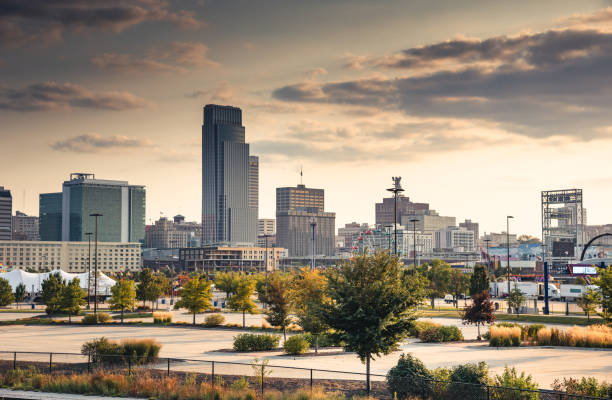 istock Omaha skyline at dusk 2162128955