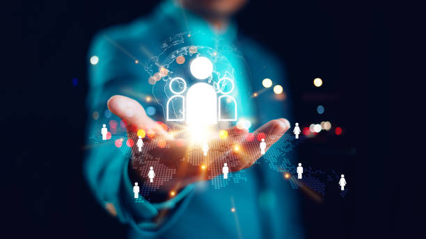 istock Customer Relationship Management, CRM concept. Human Resources, HR partner service. People database, global customer community network technology. Client data 	business development. Digital marketing 2162133418
