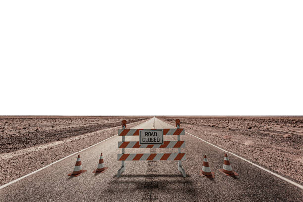 desert road closed isolated on white background 3d illustration