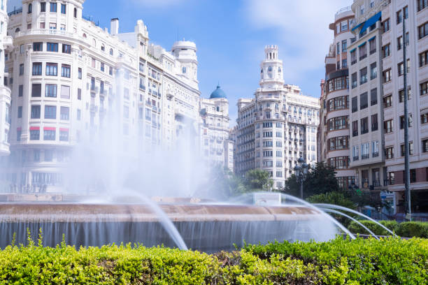 istock View of water fountain Valencia 2162134720