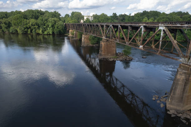 istock Old railroad trestle crosses the Catawba River 2162138520