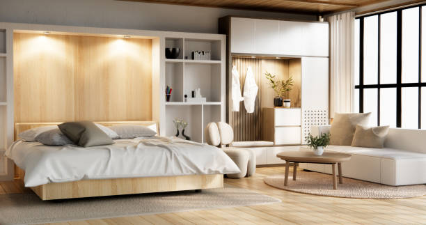 istock Modern Bedroom interior design with decoration room japan. 2162139195
