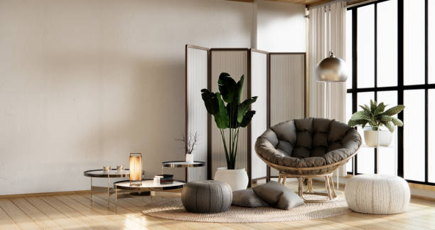 istock Cabinet shelves on wall design room with decoration and sofa. 2162139832