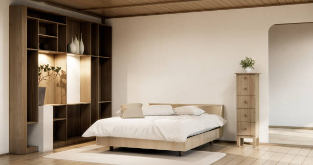istock Modern Bedroom interior design with decoration room japan. 2162139865