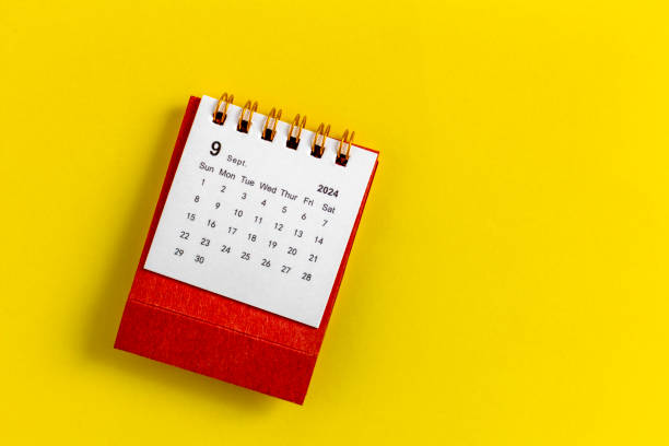 istock Calendar for September 2024 on a yellow background. 2162141787