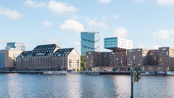 istock office and hotel buildings on the Spree waterfront in Berlin Friedrichshain 2162144355