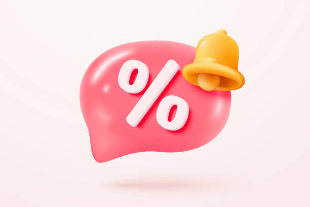 istock 3d tag price icon with bell notification for discount coupon online. sales with an excellent offer for shopping, special offer promotion reminder. 3d price tags icon vector render illustration 2162148364