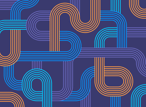 stockillustraties, clipart, cartoons en iconen met modern complexity pathway maze lines abstract background - slang tube