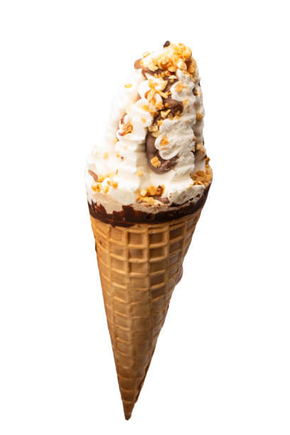 istock Ice cream with nuts and chocolate isolated on white background. 2162153160