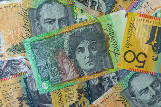 istock Aussie currency Australian 50 100 dollar notes. Finance saving concept a 2162153471