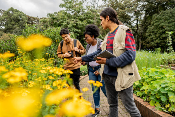 Students friends on a botanical expedition