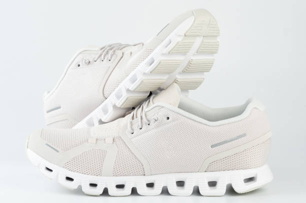 istock White casual shoes with laces 2162163728