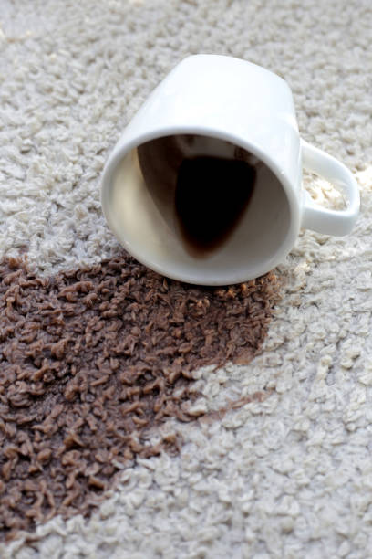 istock Coffee spilled on carpet, Coffee stain 2162166898